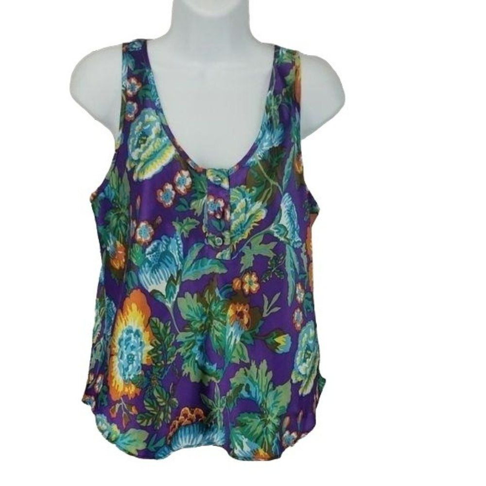 Victoria’s Secret Vintage 90'S White Tag Hawaiian Floral Tank Top Shirt Small